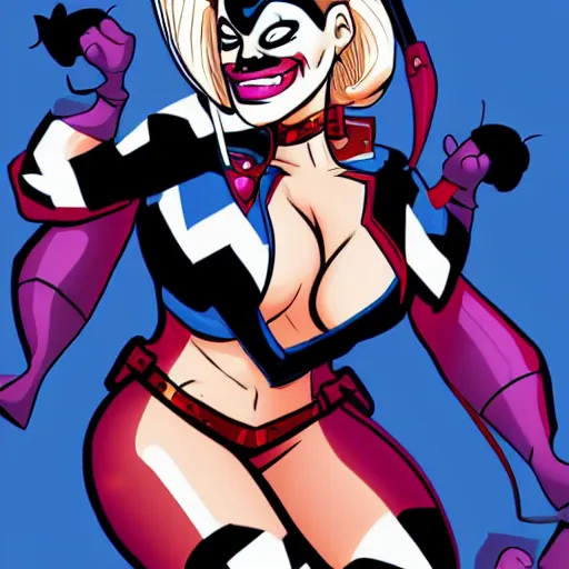 Prompt: harley quinn in bruce timm art style, elaborate, intricate, animated