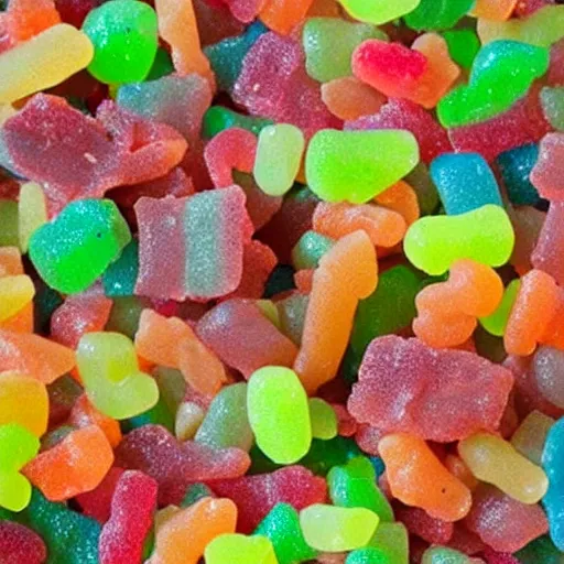 Image similar to brownie batter, mixed with sour gummy worms, super yummy, commercial, glistening