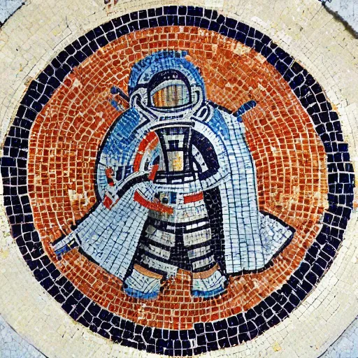 Prompt: Roman mosaic of an astronaut