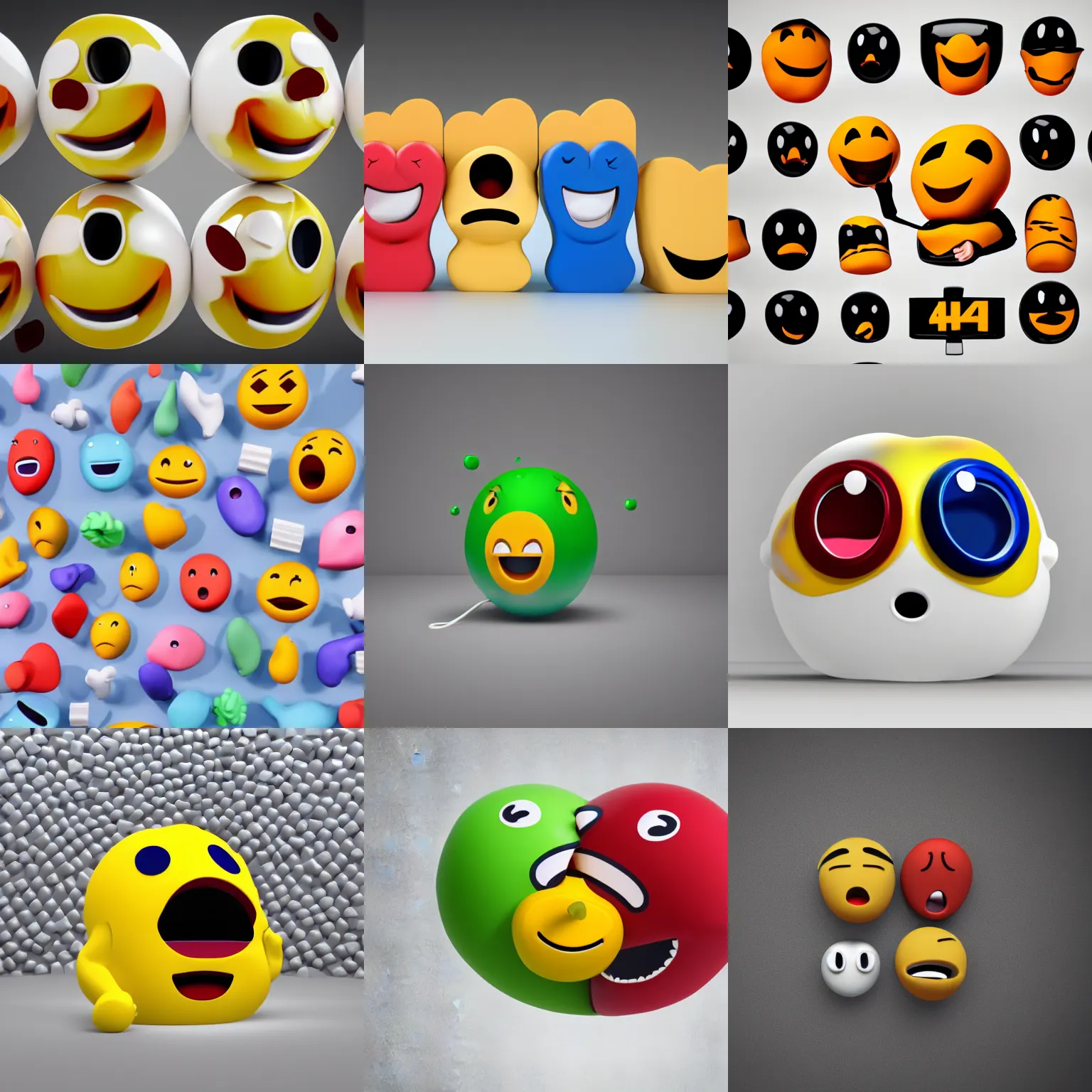 Prompt: vomiting emoji, 3d render, high quality, 4k, blender, white background, studio lighting