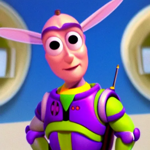 Image similar to buzz light year nervous about his job interview, realistic,