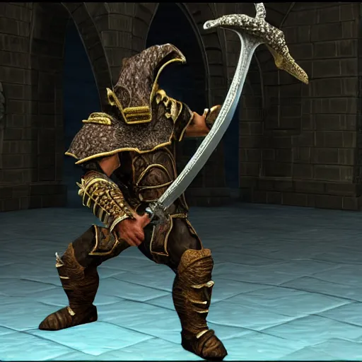 Image similar to the Dragonborn wielding a sword