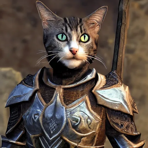 Prompt: cat in daedric armor