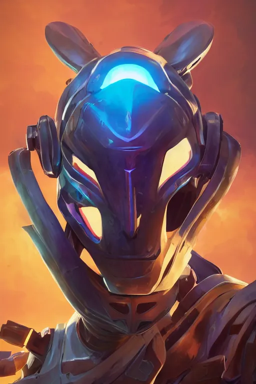 Image similar to epic mask helmet robot ninja portrait stylized as fornite style game design fanart by concept artist gervasio canda, behance hd by jesper ejsing, by rhads, makoto shinkai and lois van baarle, ilya kuvshinov, rossdraws global illumination radiating a glowing aura global illumination ray tracing hdr render in unreal engine 5