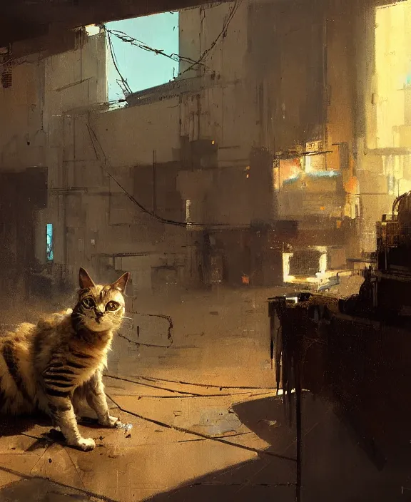 Prompt: cyberpunk cat in the desert by jeremy mann