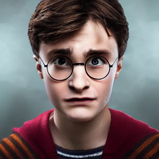 Image similar to a portrait of harry potter with a hairy forehead, photorealistic, highly detailed, professional photo, studio lighting, 4K HD