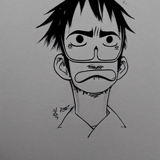 Image similar to luffy with mustache by kim jung gi