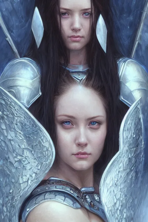 Image similar to angelawhite as a realistic fantasy knight, closeup portrait art by donato giancola and greg rutkowski, digital art, trending on artstation, symmetry!!