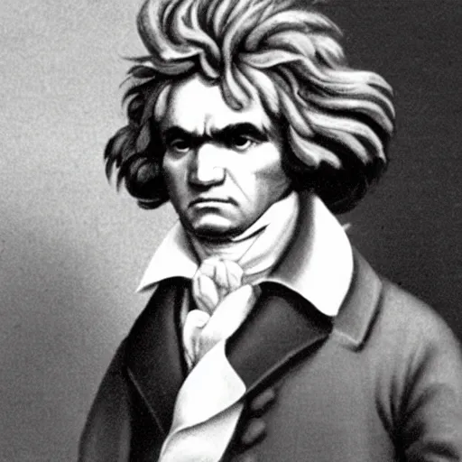 Image similar to a school book photo of beethoven staring.