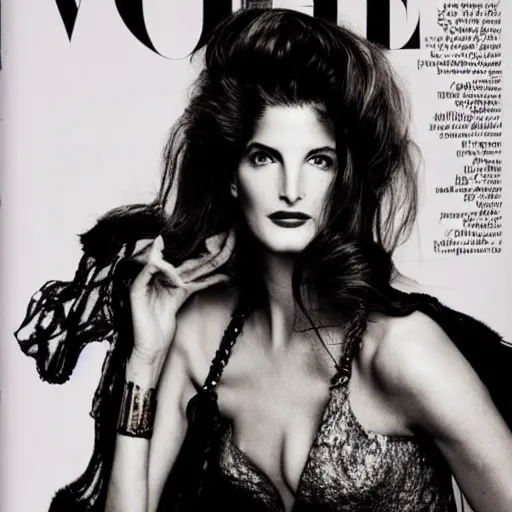 Prompt: a gorgeous vogue photography of stephanie seymour, by annie leibowitz and helmut newton