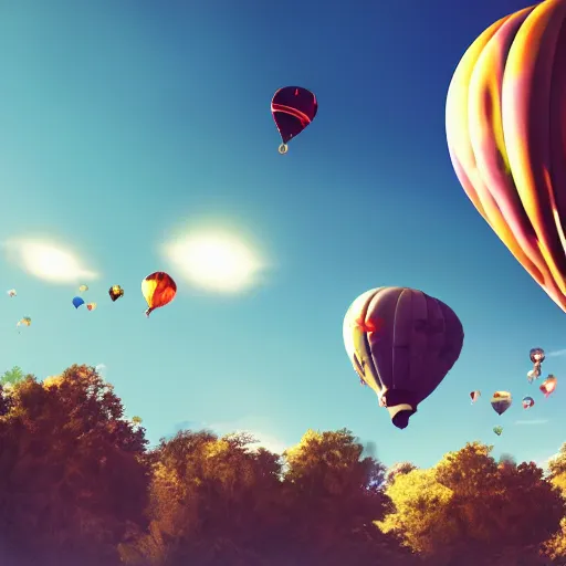 Prompt: people flying balloons into an black hole in the sky, with clear skies and good weather, realistic, cinematic