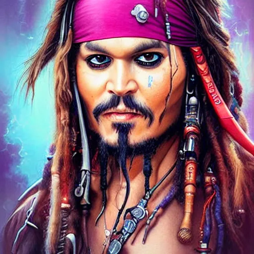 Image similar to Lofi BioPunk portrait of Jack Sparrow Pixar style by Tristan Eaton Stanley Artgerm and Tom Bagshaw