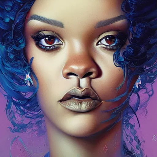 Image similar to a portrait of rihanna by karol bak, christopher balaskas, umberto boccioni and charlie bowater