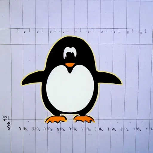 Image similar to a sad crying penguin holding a ruler, photo