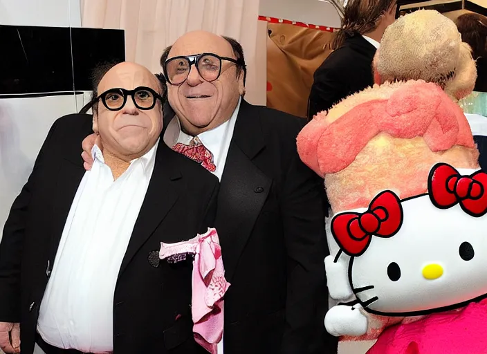 Image similar to danny devito hello kitty