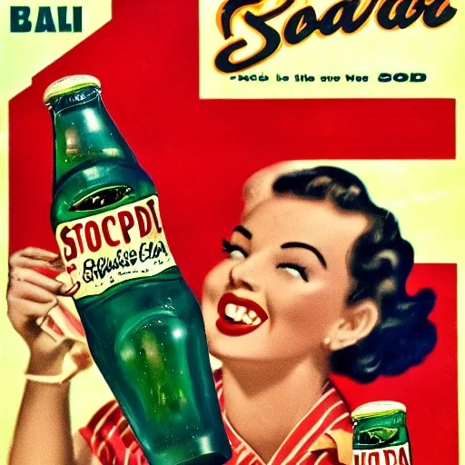 Prompt: a 1 9 5 0 soda ad, in the style of stephen gibb, 4 k,