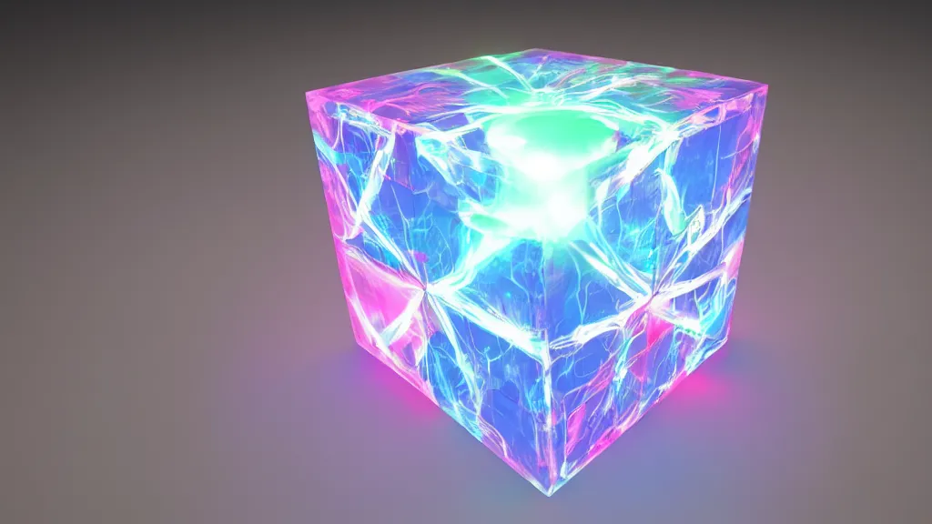 Image similar to a vapor plasma cube cube, 8 k, rim lighting, lumen global illumination, opaque, glowing