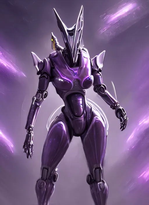 Image similar to cinematic maw shot, cosmic sized proportional stunning beautiful hot female warframe, detailed sleek robot mecha female dragon head, metal ears, purple visor eyes, sleek silver armor, floating in empty space, nebula sized, epic proportions, epic size, epic scale, furry art, dragon art, giantess art, warframe fanart, furaffinity, deviantart