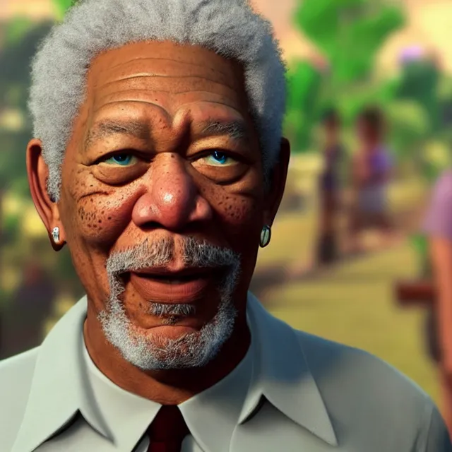 Image similar to morgan freeman as a pixar disney character from up 2 0 0 9 unreal engine octane render 3 d render photorealistic