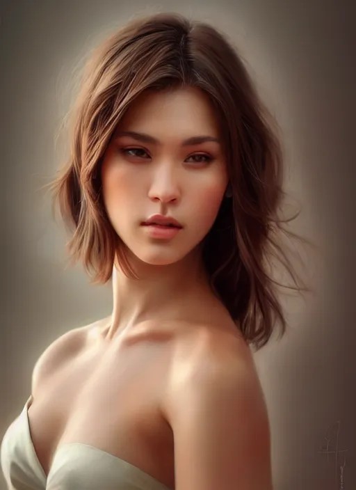 Image similar to photo of a gorgeous young woman in the style of stefan kostic, realistic, sharp focus, 8 k high definition, insanely detailed, intricate, elegant, art by stanley lau and artgerm