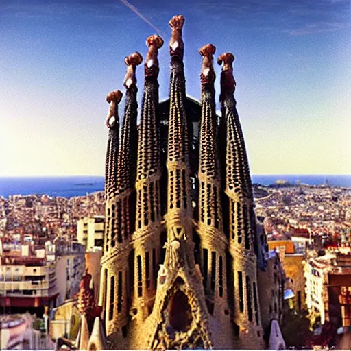 Prompt: “Barcelona panoràmic view with a gigantic extraterrestrial ship landed on the top of Gaudi’s “sagrada familia” Temple in Barcelona, photorealist, by grec rutkowski and gustave dore”