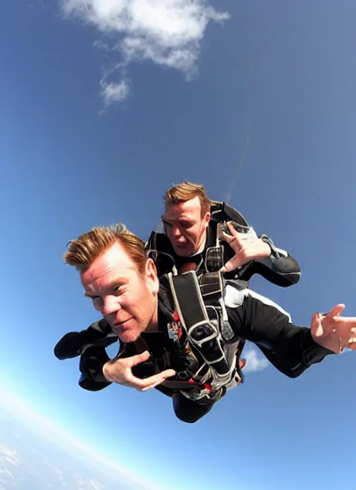 Prompt: ewan mcgregor skydiving