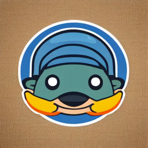 Image similar to cute platypus wearing a chef hat, logo style