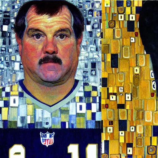 Prompt: Bill Belichick in the style of Gustav Klimt