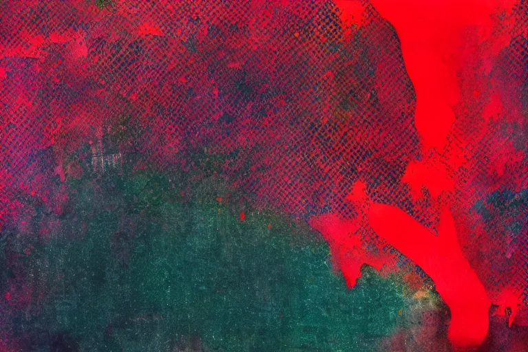 Prompt: abstract experimental painting y 2 k computer graphics red bleeding faded film grain 3 5 mm, trending on artstation, pixel sorting, glitch art, ink blot watercolor charcoal drawing