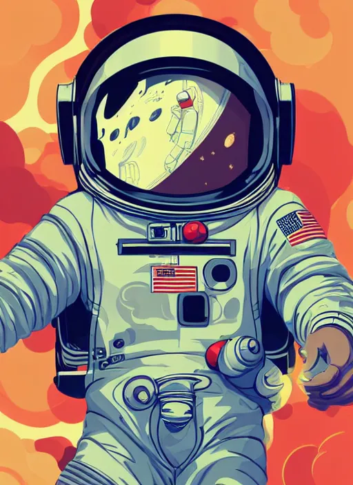 Image similar to an astronaut floating in space. clean cel shaded vector art. shutterstock. behance hd by lois van baarle, artgerm, helen huang, by makoto shinkai and ilya kuvshinov, rossdraws, illustration, art by ilya kuvshinov