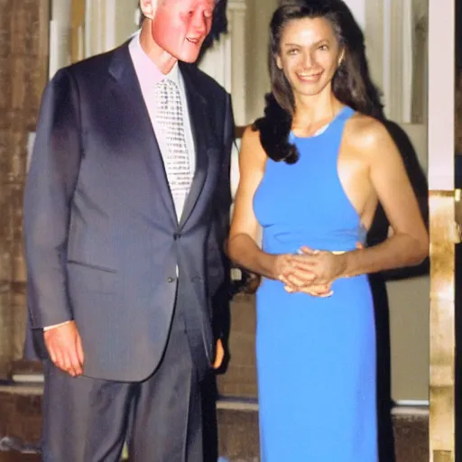 Prompt: bill clinton wearing a a blue dress