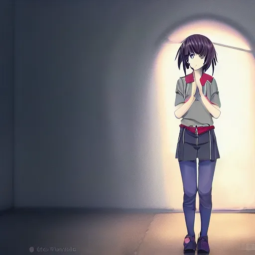 Prompt: an anime girl in the backrooms, anime key visual, digital art