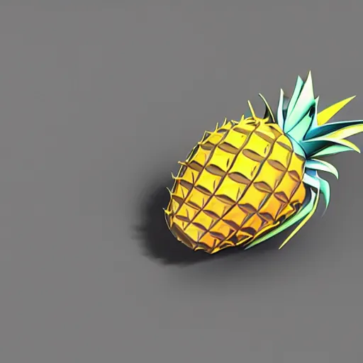 Image similar to pineapple, futuristic, techno, cyberpunk, product design, 3 d render, 3 d concept, isometric design, fun, swag, cute