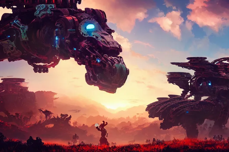 Image similar to scorcher machine mecanical creature robot of horizon forbidden west horizon zero dawn bioluminiscence global illumination ray tracing hdr fanart arstation by ian pesty and alena aenami artworks in 4 k