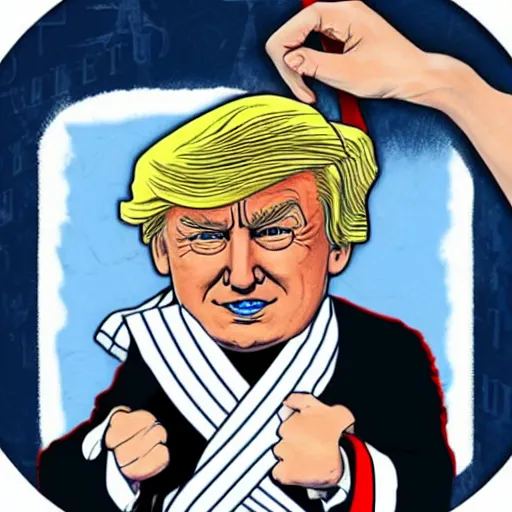 Image similar to !dream donald trump as a jiujitsu fighter wearing a gi