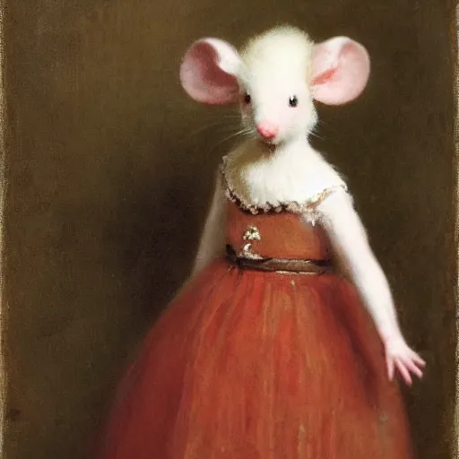 Image similar to girl with albino mouse, by alfred stevens