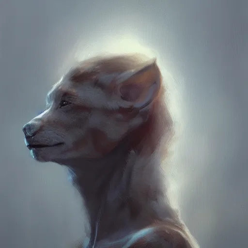 Image similar to humanoid animal, concept art oil painting, portrait ethereal by jama jurabaev, greg rutkowski extremely detailed, brush hard, artstation, soft light