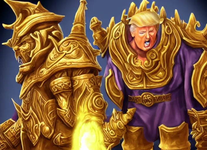 Image similar to donald trump as old god in world of warcraft