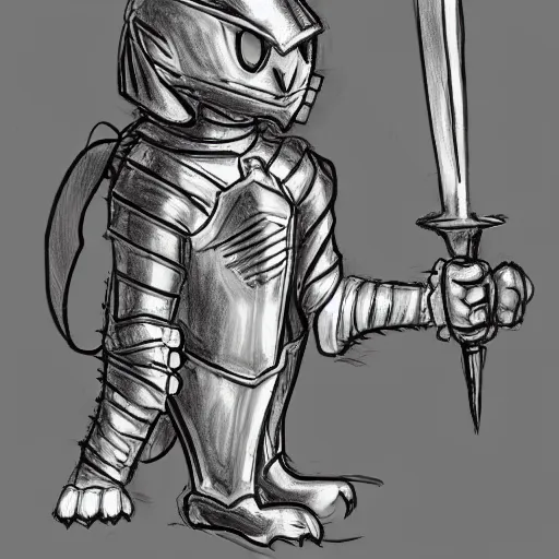 Prompt: cat in knights armor sketch