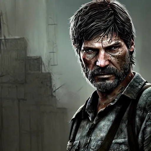 Image similar to Nikolaj Coster-Waldau as Joel in The Last Of Us, hyperrealism photo