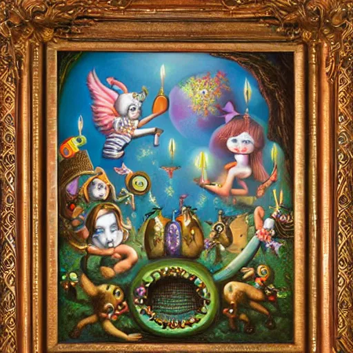 Image similar to spirits frolic painting by Mark Ryden and Todd Schorr highly detailed