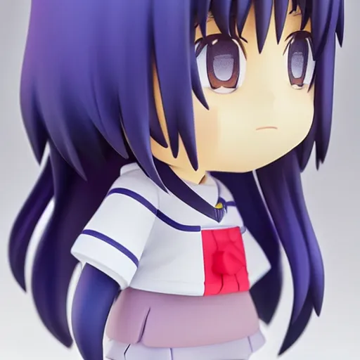 Image similar to character face portrait of a singular kawaii chibi in the sytle of kyoto animation, in simple background, nendoroid eyes, toon shader, anime waifu, ukiyoe