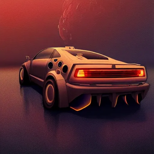 Image similar to Very very very very detailed, very very very very realistic digital art of very very very detailed cyberpunk car, Mars as background , by very very very very talented digital artist in very very very very aesthetic concept art style