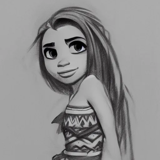 Image similar to moana fusain charcoal sketch artstation deviant art shinkai