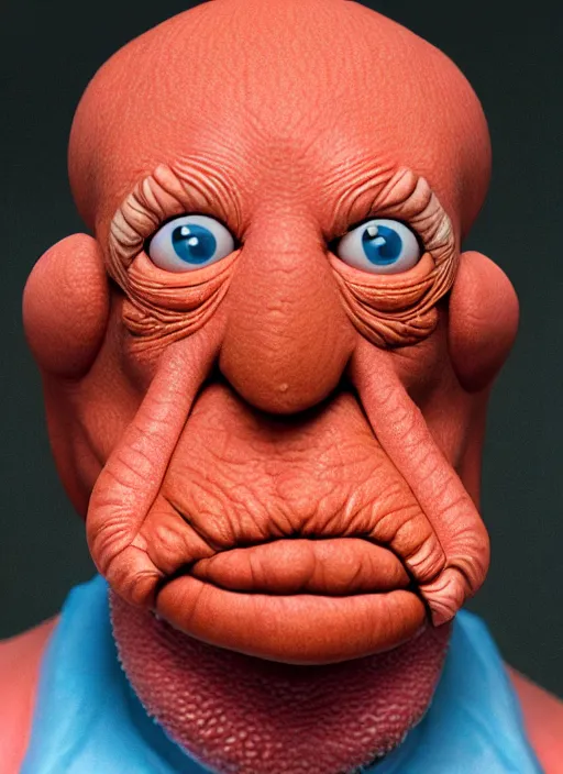 Image similar to photorealistic 3 0 0 0 ( dr. john a. zoidberg ), portrait photography feroflex photorealistic studio lighting ektachrome detailed intricate face details, ultradetails, beautiful face, realistic shaded perfect face, extremely fine details