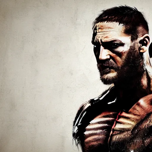 Image similar to Tom Hardy in wolverine suit Digital art 4K quality Photorealism