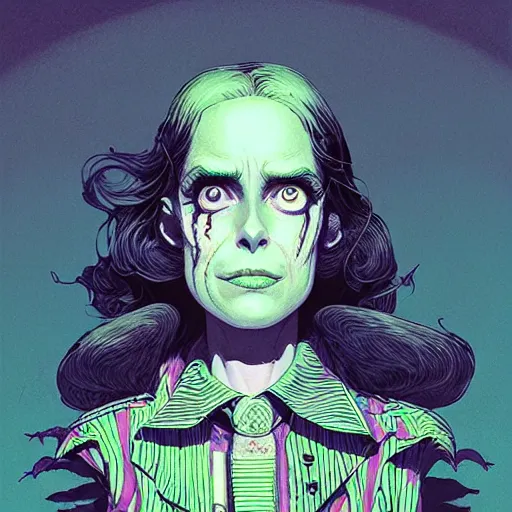 Image similar to portrait top light, by killian eng and joe fenton and martin deschambault and conrad roset, inspired by beetlejuice, etching, fine, sharp high detail,