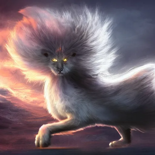 Image similar to a fur elemental, whirling energy made of fur ( dramatic, cinematic, digital fantasy art )