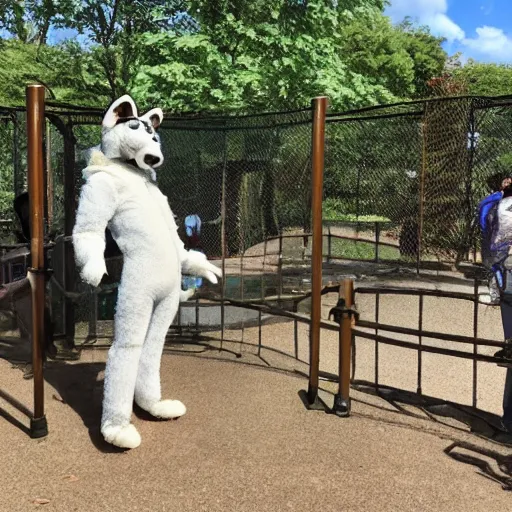 Prompt: the fursuit exhibit at the zoo