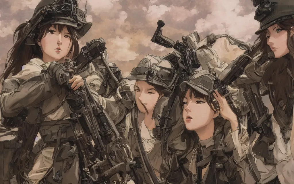 Prompt: war movie scene, infantry girl, anime style, long hair, hair down, symmetrical facial features, explosions, from girls frontline, hyper realistic, pale skin, rule of thirds, extreme detail, realistic lighting, detailed drawing, trending artstation, hd, d & d, trading card, by alphonse mucha, greg rutkowski, sharp focus, backlit